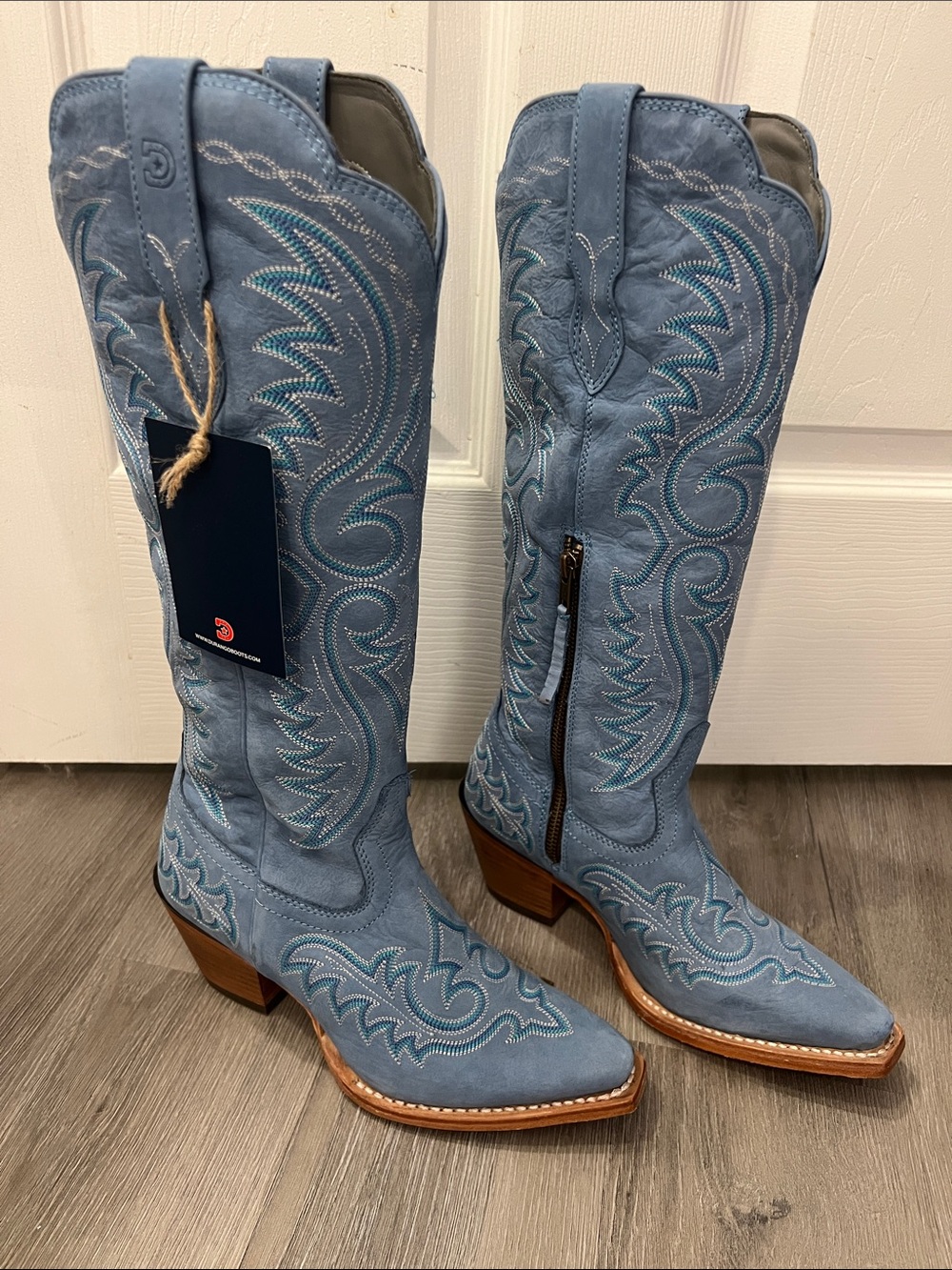 Durango Blue Western Embroidered Knee-High Boots